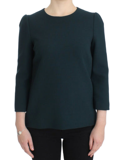 Dolce & Gabbana Enchanted Sicily Green Wool Silk Blend Blouse - Masuh best bargains 