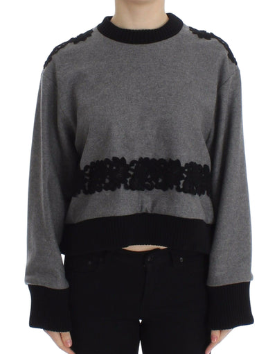 Dolce & Gabbana Elegant Gray Cashmere Blend Lace Sweater - Masuh best bargains 