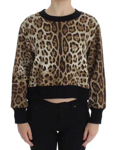 Dolce & Gabbana Elegant Leopard Print Short Sweater Top - Masuh best bargains 