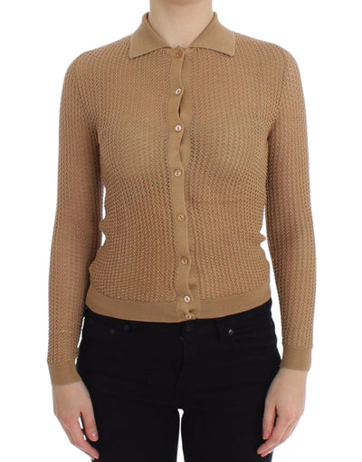 Dolce & Gabbana Beige Knitted Cotton Polo Cardigan Sweater - Masuh best bargains 