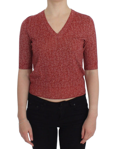Dolce & Gabbana Enchanting Red Tweed V-Neck Sweater - Masuh best bargains 