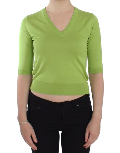 Dolce & Gabbana Emerald Green Wool V-Neck Pullover - Masuh best bargains 