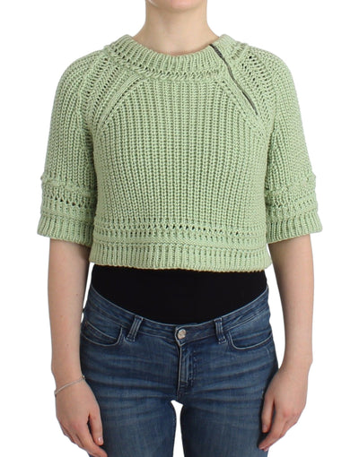 Ermanno Scervino Chic Green Cropped Cotton Sweater - Masuh best bargains 