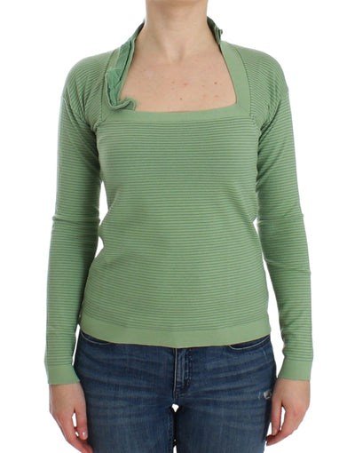 Ermanno Scervino Elegant Green Striped Wool Blend Sweater - Masuh best bargains 
