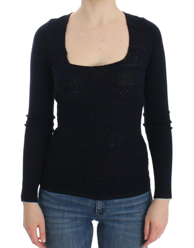 Ermanno Scervino Chic Blue Wool Blend Sweater - Masuh best bargains 