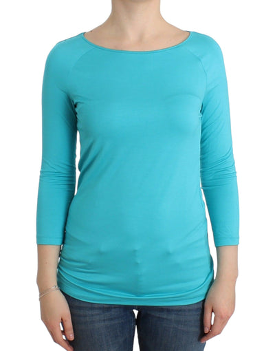 Ermanno Scervino Elegant Blue Modal Blend Top - Masuh best bargains 