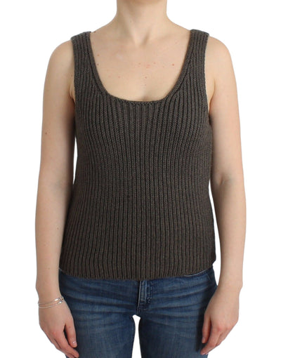 Ermanno Scervino Chic Gray Knit Crew Neck Top - Masuh best bargains 