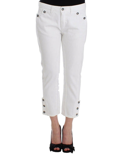 Ermanno Scervino Chic White Cropped Jeans for Sophisticated Style - Masuh best bargains 