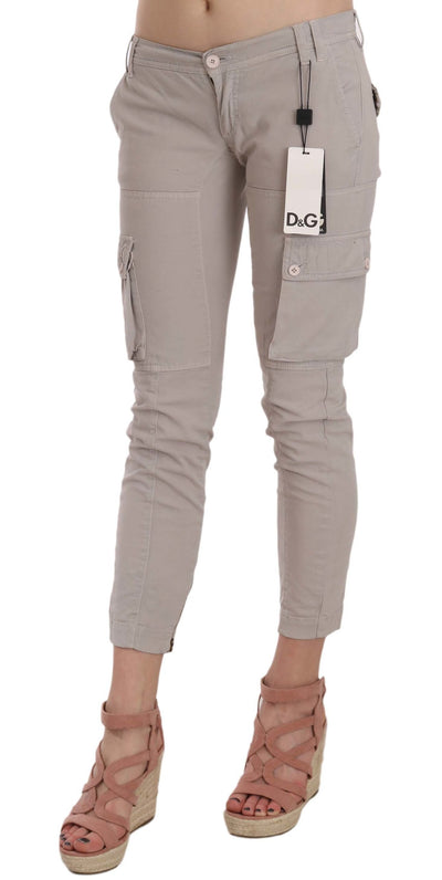 Dolce & Gabbana Chic Khaki Cotton Blend Trousers - Masuh best bargains 