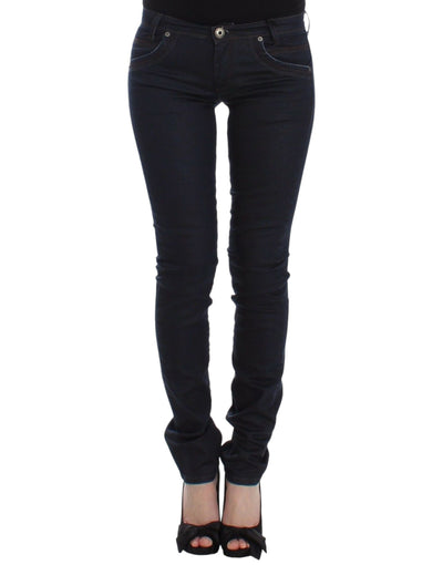 Ermanno Scervino Chic Dark Blue Slim Jeans for Elegant Style - Masuh best bargains 