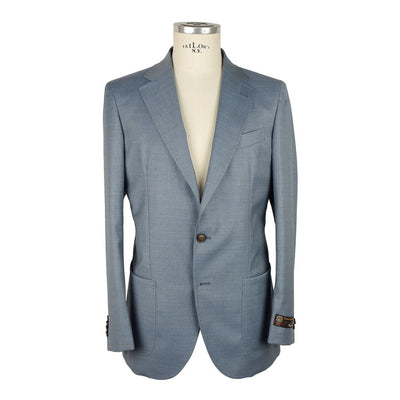 Emilio Romanelli Light Blue Wool Men Blazer - Masuh best bargains 
