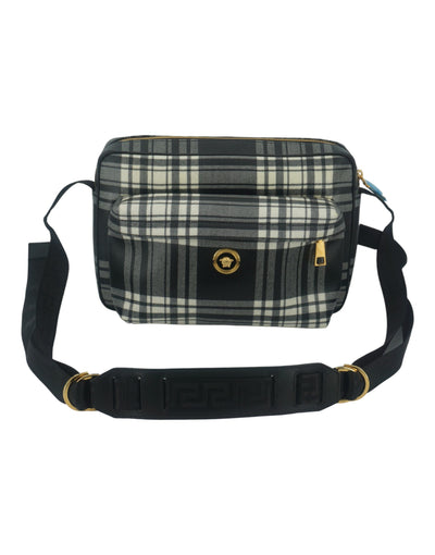 Versace Elegant Grey Leather Crossbody Bag - Masuh best bargains 