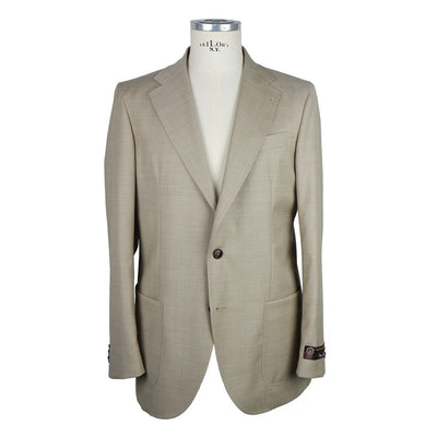 Emilio Romanelli Beige Wool Men's Blazer - Masuh best bargains 