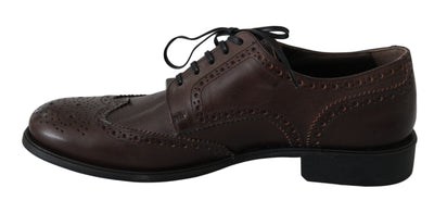 Dolce & Gabbana Elegant Brown Leather Derby Brogues - Masuh best bargains 