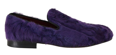 Dolce & Gabbana Plush Purple Sheep Fur Loafers - Masuh best bargains 