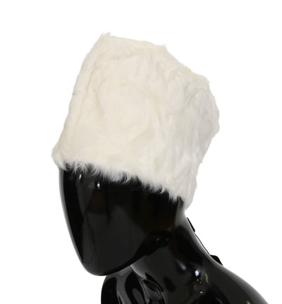 Dolce & Gabbana Elegant White Fur Beanie Luxury Winter Hat - Masuh best bargains 