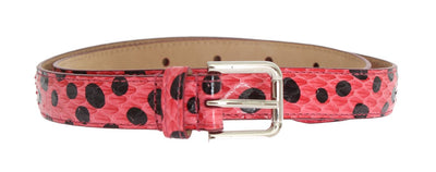 Dolce & Gabbana Polka Dot Snakeskin Belt with Silver Buckle - Masuh best bargains 