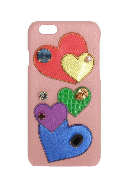 Dolce & Gabbana Chic Pink Leather Crystal iPhone Case - Masuh best bargains 