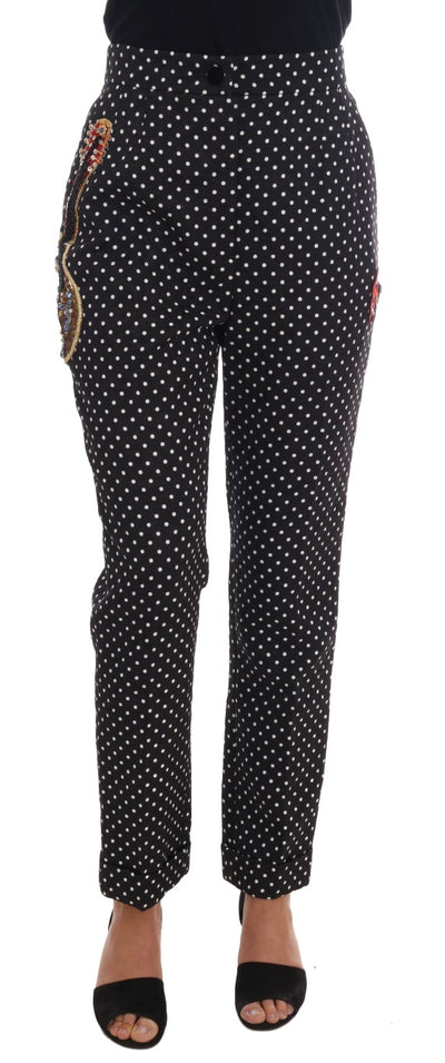 Dolce & Gabbana Elegant Polka Dot Embellished Trousers - Masuh best bargains 