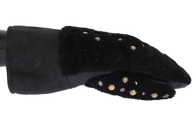 Dolce & Gabbana Studded Black Leather Gentleman's Gloves - Masuh best bargains 