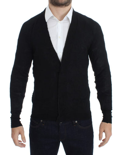 Costume National Elegant Black Merino Wool Cardigan - Masuh best bargains 