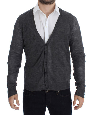 Costume National Elegant Gray Wool Blend Cardigan Sweater - Masuh best bargains 