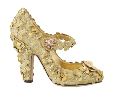 Dolce & Gabbana Gold Floral Crystal Embellished Pumps - Masuh best bargains 