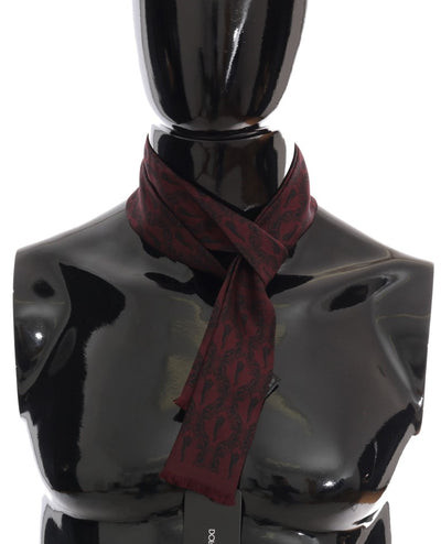 Dolce & Gabbana Silk Bordeaux Crown Chili Print Mens Scarf - Masuh best bargains 