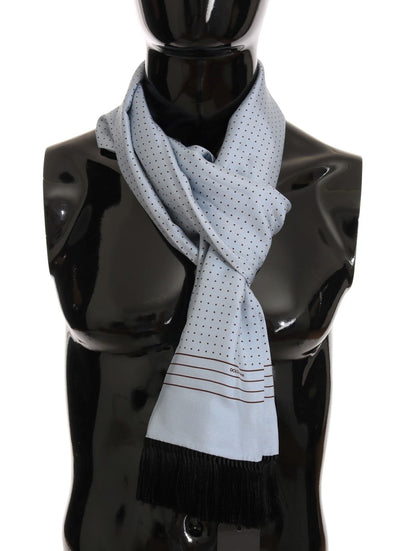 Dolce & Gabbana Elegant Blue Silk Polka Dot Men's Scarf - Masuh best bargains 