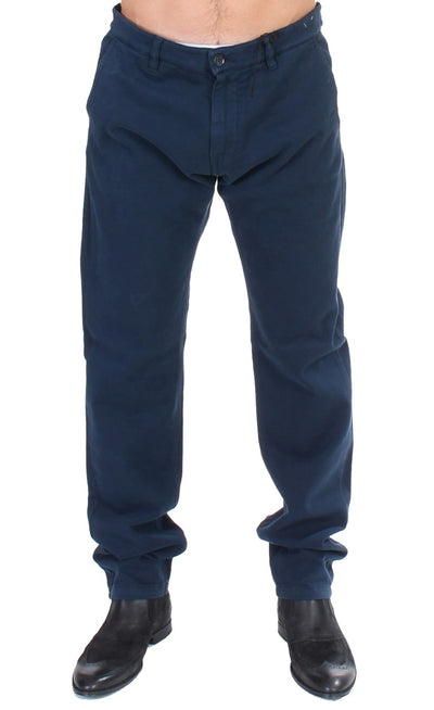 GF Ferre Elegant Blue Cotton Stretch Chinos - Masuh best bargains 