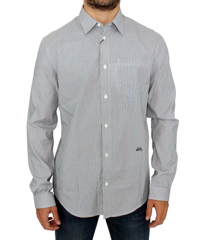 GF Ferre Chic Gray Striped Cotton Casual Shirt - Masuh best bargains 