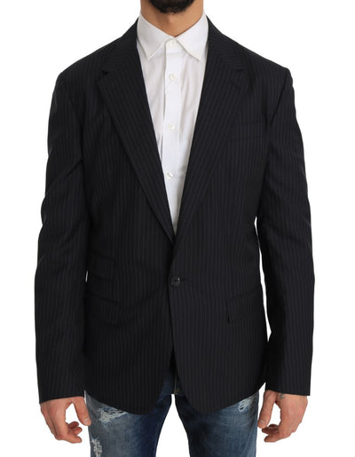 Dolce & Gabbana Elegant Slim Fit Striped Wool Silk Blazer - Masuh best bargains 