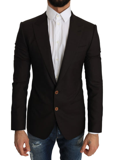 Dolce & Gabbana Sleek Slim Brown Virgin Wool Blazer Jacket - Masuh best bargains 