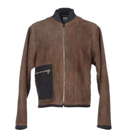 Dolce & Gabbana Elegant Leather & Wool Blend Jacket - Masuh best bargains 