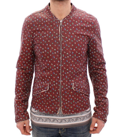 Dolce & Gabbana Exclusive Boxer Print Bordeaux Leather Jacket - Masuh best bargains 