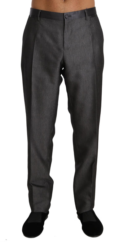 Dolce & Gabbana Elegant Patterned Gray Wool Blend Trousers - Masuh best bargains 