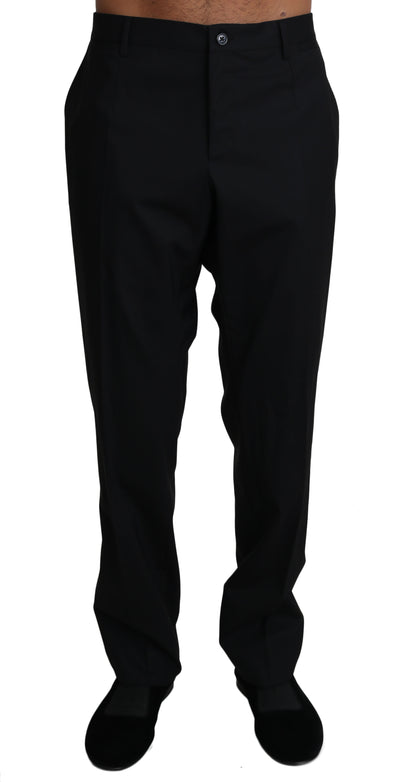 Dolce & Gabbana Elegant Black Formal Wool Blend Trousers - Masuh best bargains 