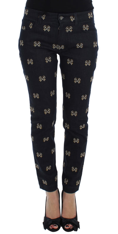 Dolce & Gabbana Elegant Embroidered Slim Fit Denim Jeans - Masuh best bargains 