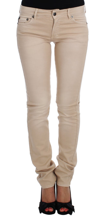 Cavalli Beige Cotton Stretch Slim Fit Jeans - Masuh best bargains 