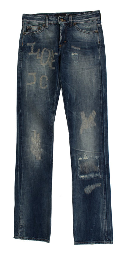 Cavalli Elegant Flare Fit Blue Denim Jeans - Masuh best bargains 