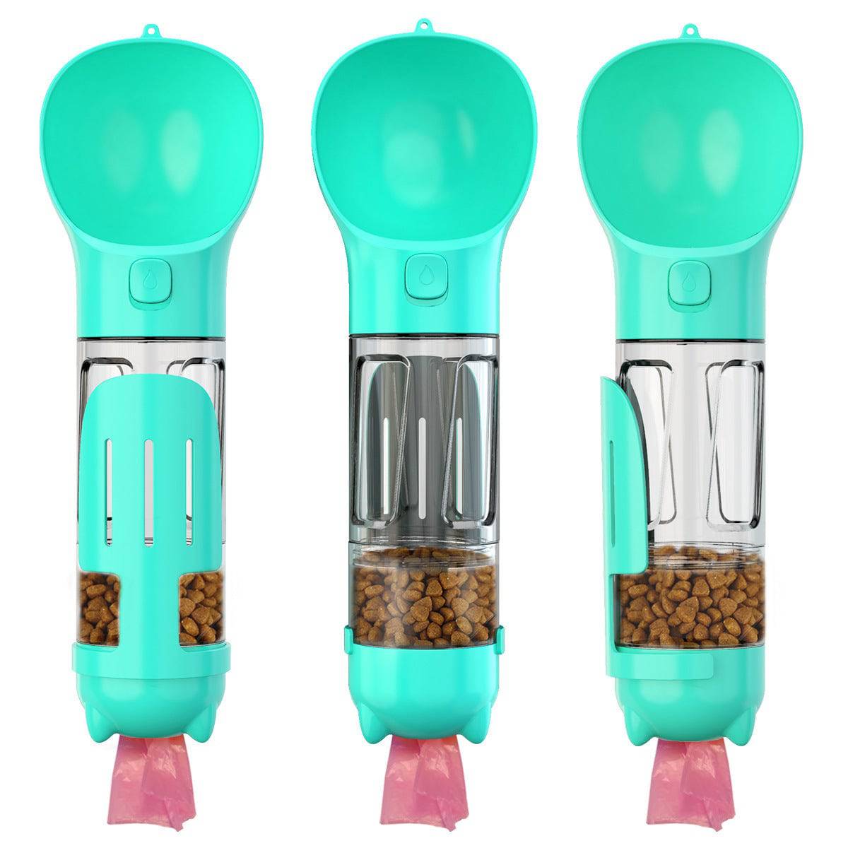 Portable Cat Dog Water Bottle Food Feeder Drinker Poop Dispenser 3 In 1 Leak-proof Multifunctional pet tool - Masuh best bargains 