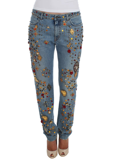 Dolce & Gabbana Enchanted Sicily Crystal Heart Boyfriend Jeans - Masuh best bargains 