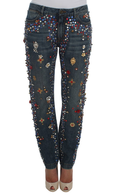 Dolce & Gabbana Enchanted Sicily Crystal Heart Boyfriend Jeans - Masuh best bargains 