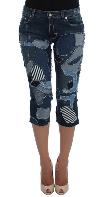 Dolce & Gabbana Chic Blue Patchwork Denim Shorts - Masuh best bargains 