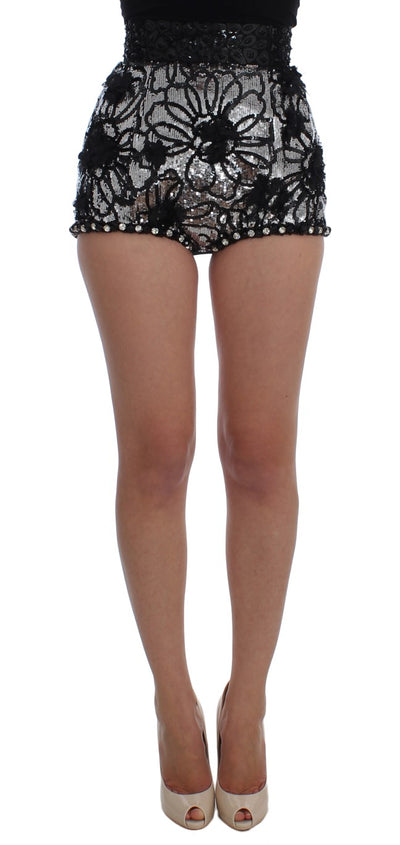 Dolce & Gabbana Sequined High Waist Designer Mini Shorts - Masuh best bargains 