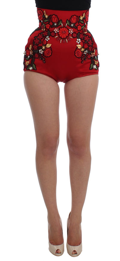 Dolce & Gabbana Elegant Silk High Waist Embroidered Shorts - Masuh best bargains 