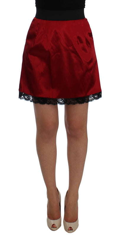 Dolce & Gabbana Elegant Red Lace High-Waist Skirt - Masuh best bargains 