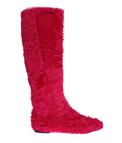 Dolce & Gabbana Elegant Pink Lambskin Fur Boots - Masuh best bargains 
