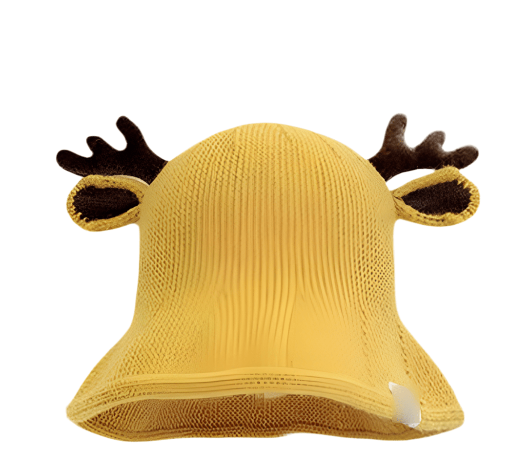 Yellow Cute Kids Fall Winter Hat Antler Christmas Hat Boys Girls Bucket Hat Warm Knitted Hat, 1-3Y - Masuh best bargains 