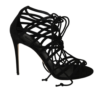 Dolce & Gabbana Elegant Black Suede Gladiator Stilettos - Masuh best bargains 